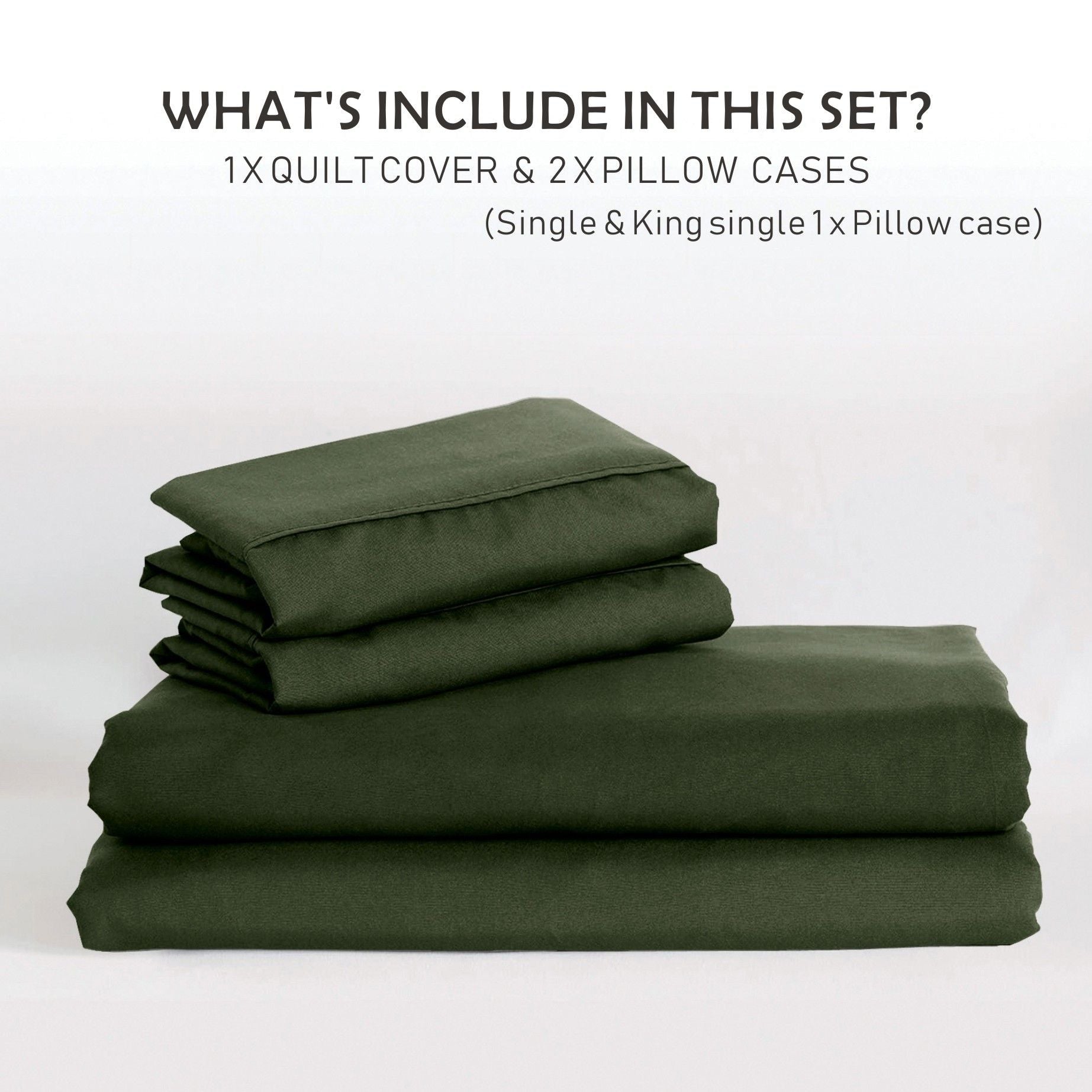 Microfibre Quilt Cover Set – Olive Green, Double, 3 Piece