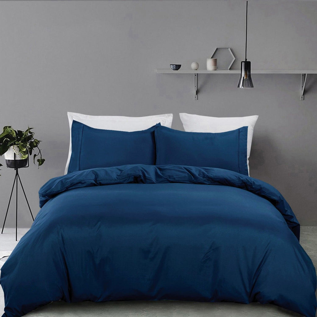 Microfibre Quilt Cover Set – Navy, Double, 3 Piece