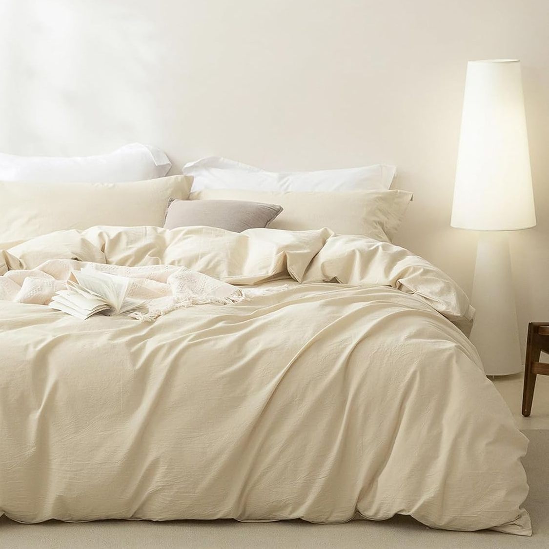 Microfibre Quilt Cover Set – Cream White, Double