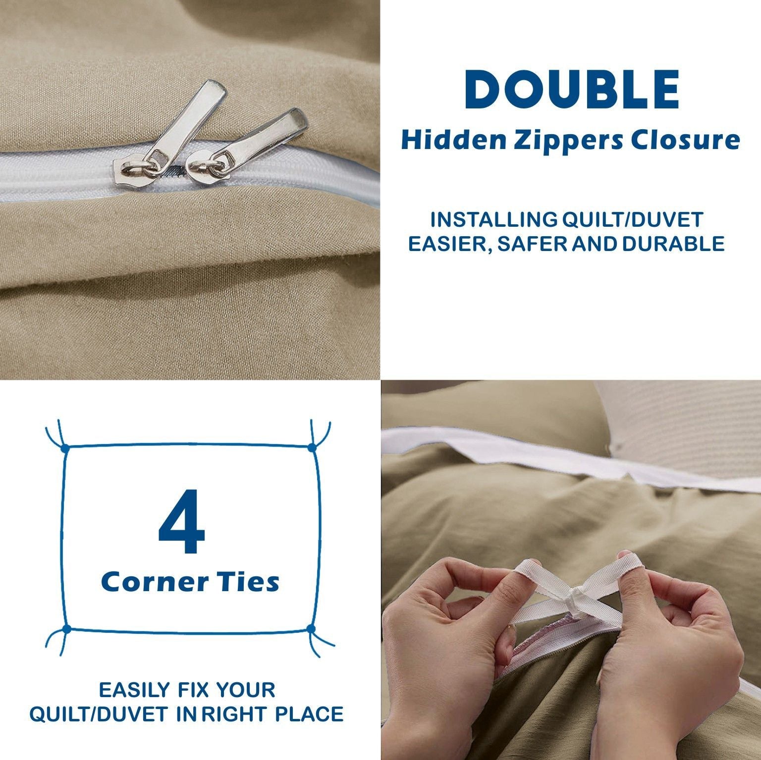 Microfibre Quilt Cover Set – Camel Beige, Double