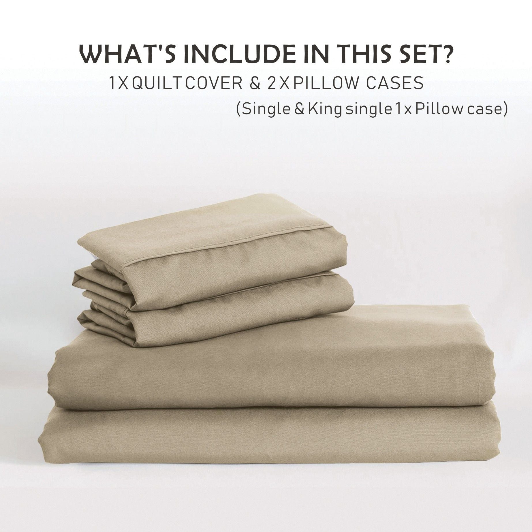 Microfibre Quilt Cover Set – Camel Beige, Double