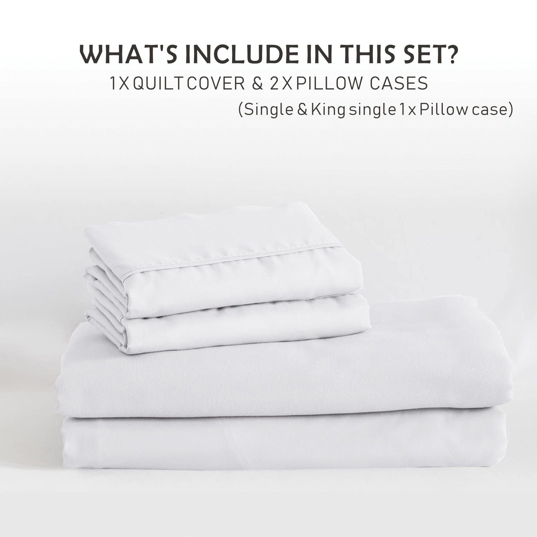 Microfibre Quilt Cover Set – White, King, 3 Piece