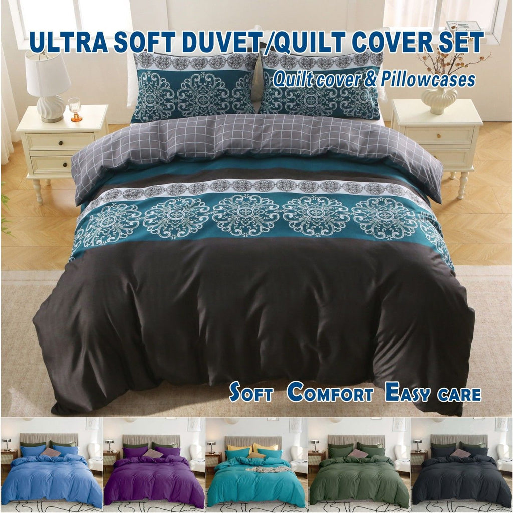Microfibre Quilt Cover Set – Bohemian Print, King