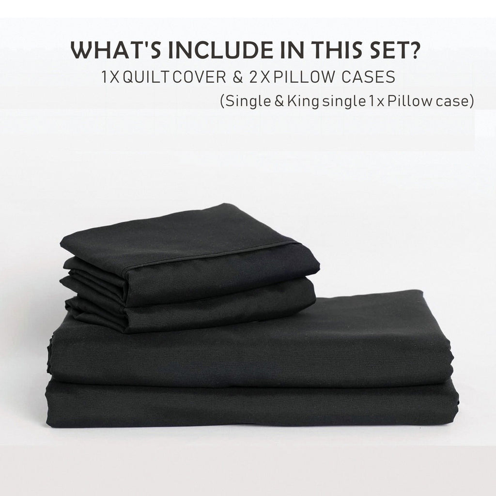 Microfibre Quilt Cover Set – Black, King