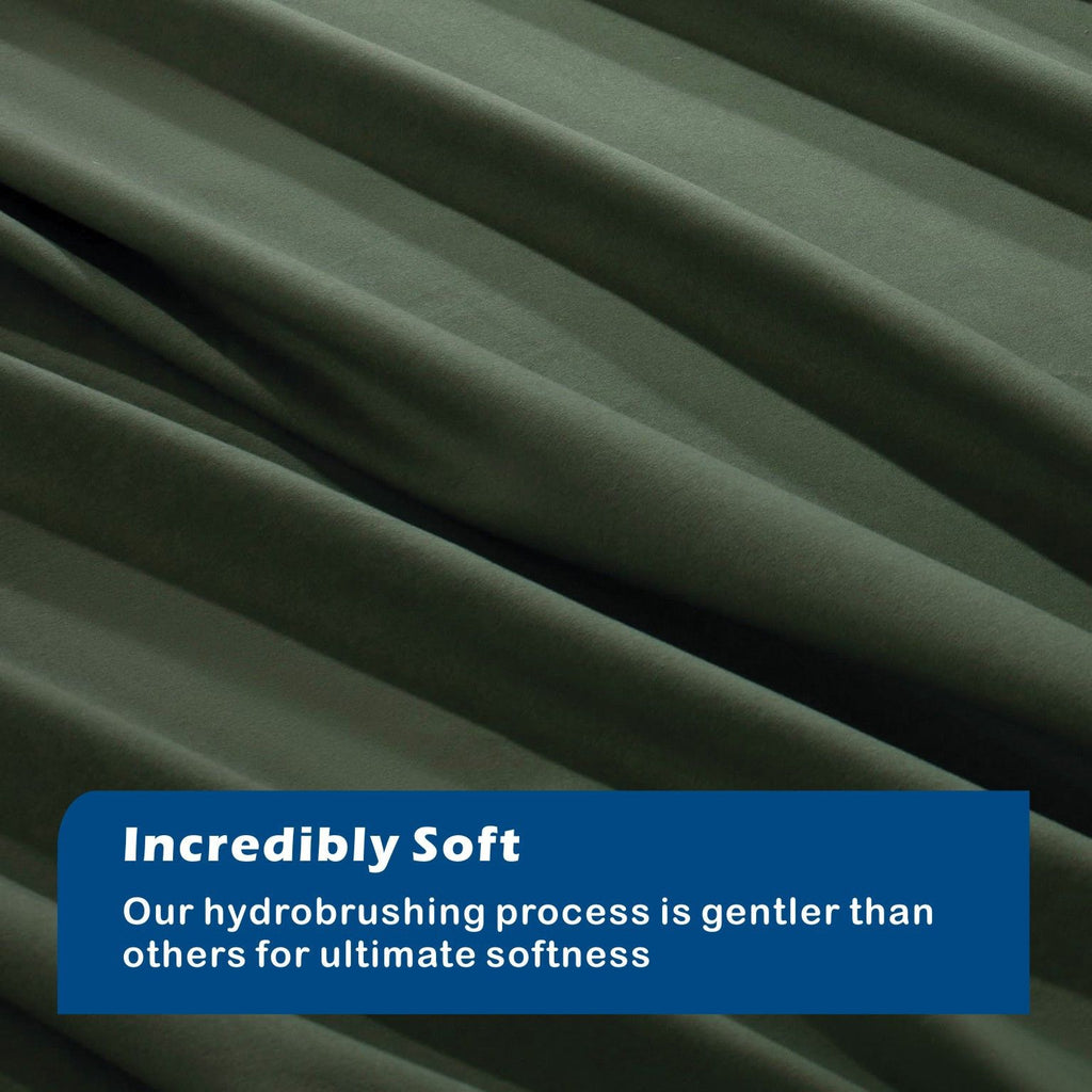 Microfibre Quilt Cover Set – Olive Green, King, 3 Piece