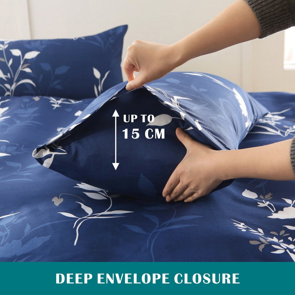 Microfibre Quilt Cover Set – Navy Floral, King, 3 Piece