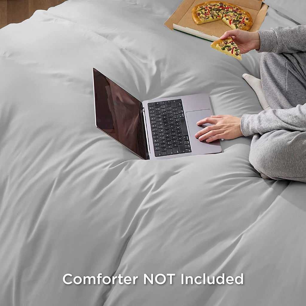 Microfibre Quilt Cover Set – Silver Grey, King, 3 Piece