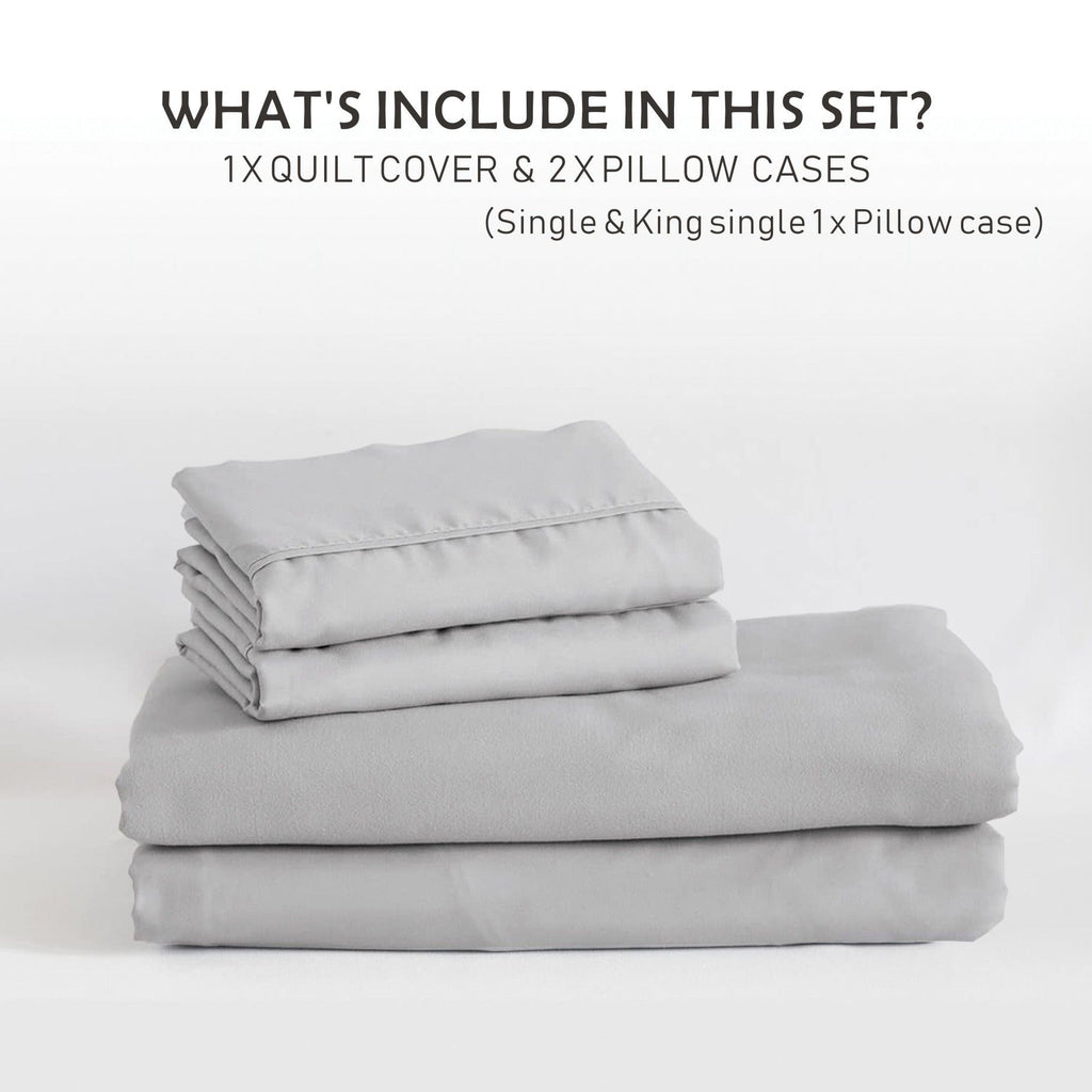 Microfibre Quilt Cover Set – Silver Grey, King, 3 Piece