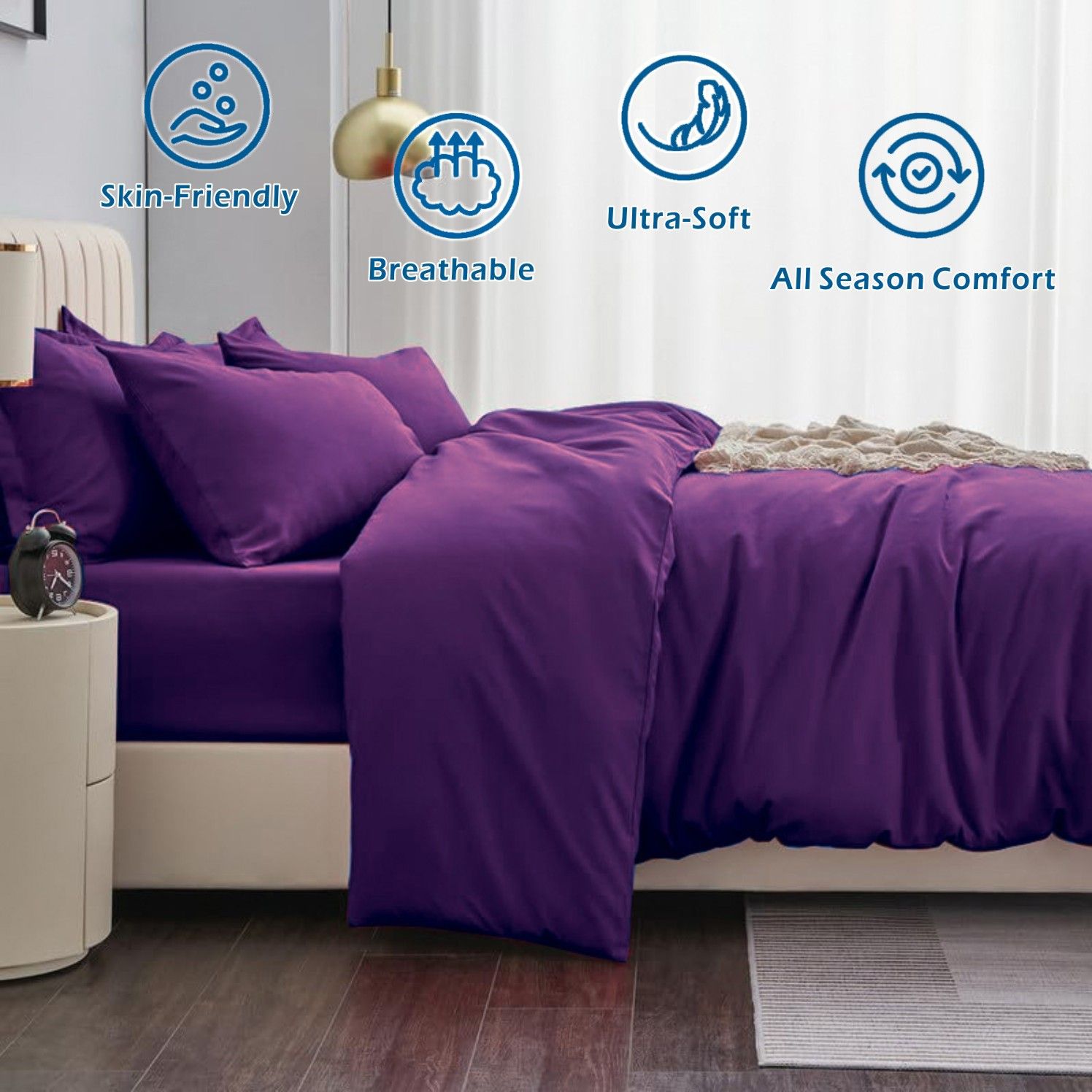 Microfibre Quilt Cover Set – Purple, King, 3 Piece