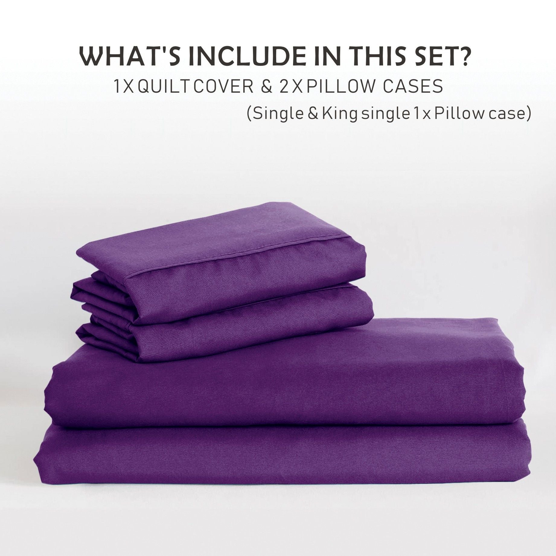 Microfibre Quilt Cover Set – Purple, King, 3 Piece
