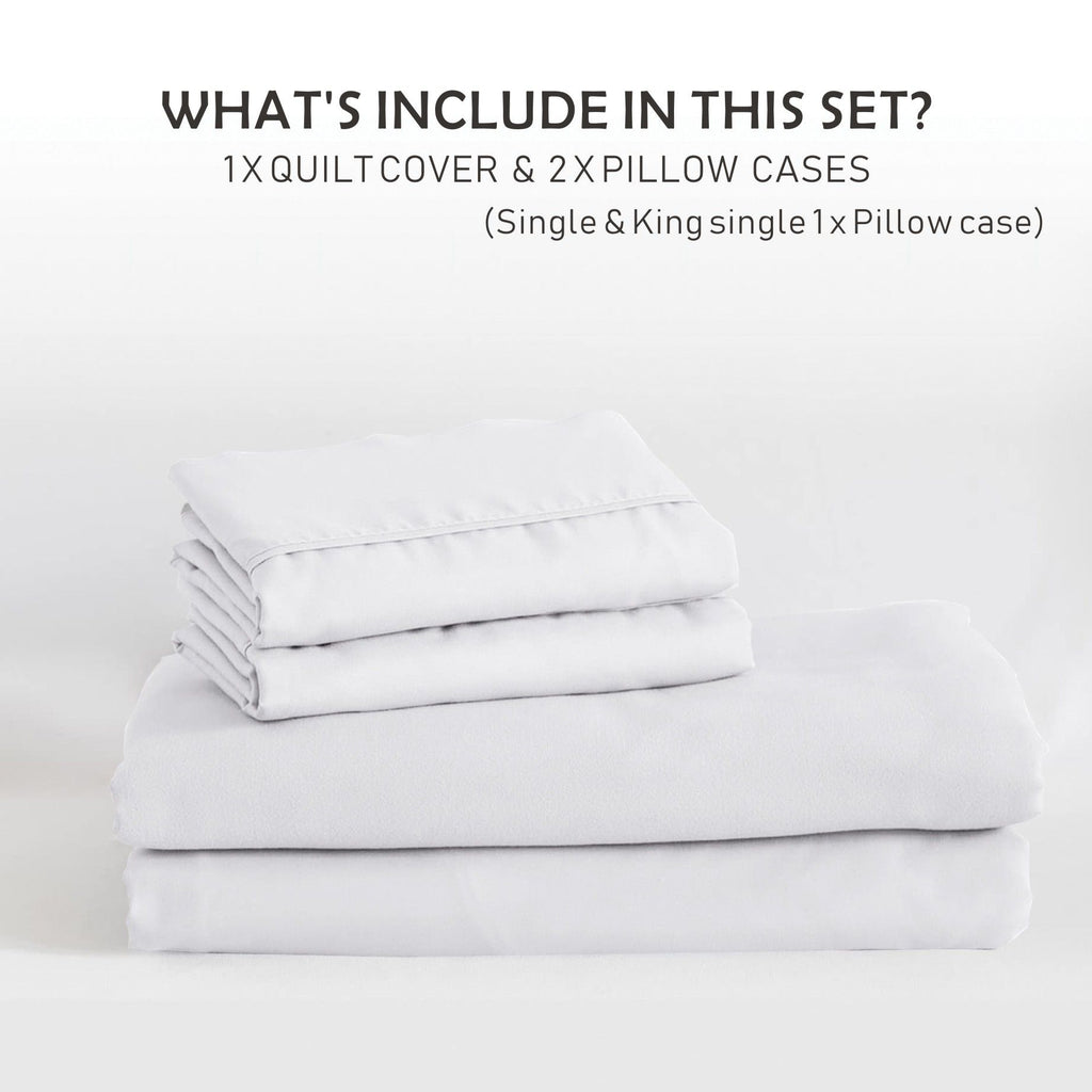 Microfibre Quilt Cover Set – White, King Single