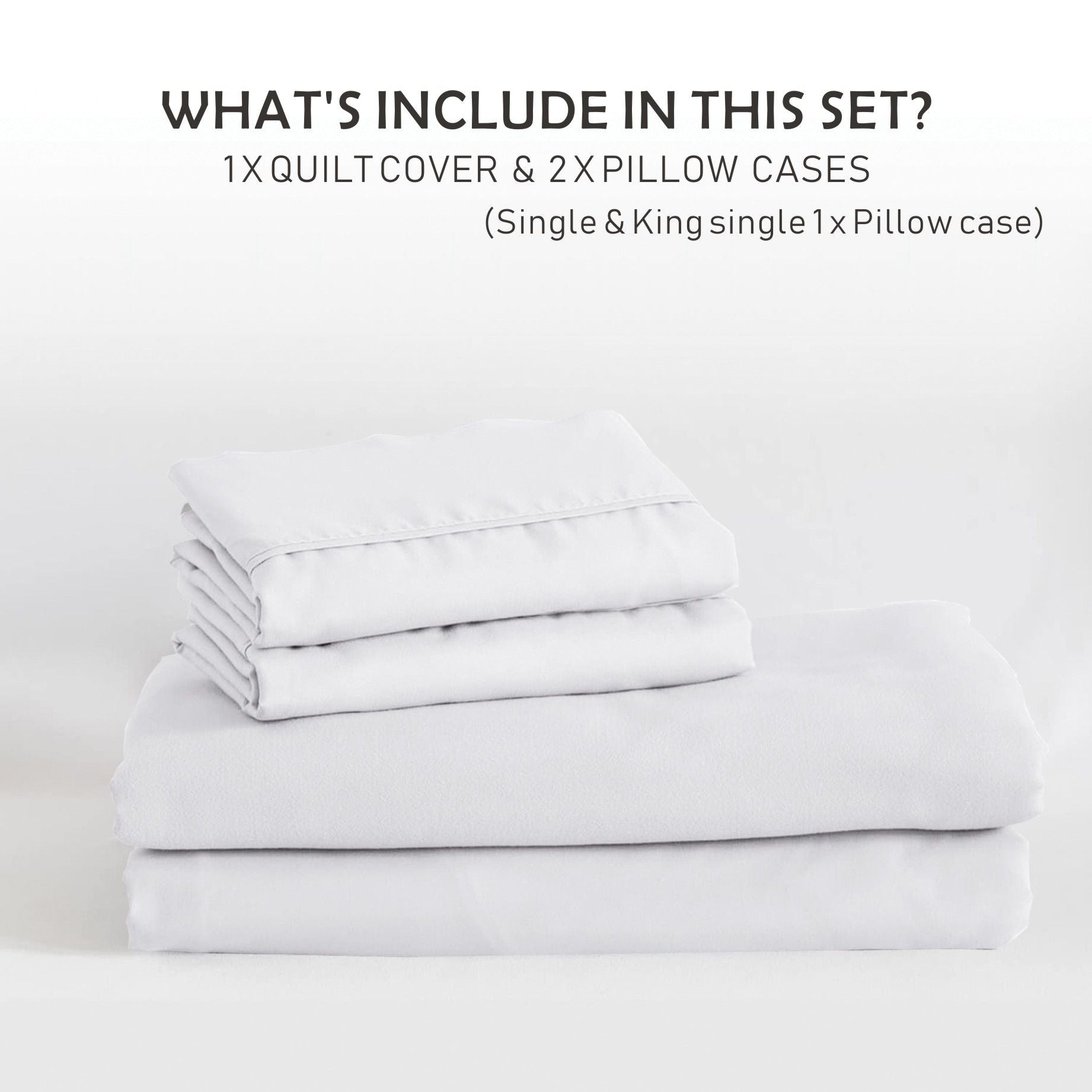 Microfibre Quilt Cover Set – White, King Single