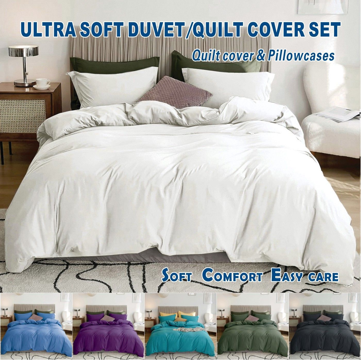 Microfibre Quilt Cover Set – Raw White, King Single