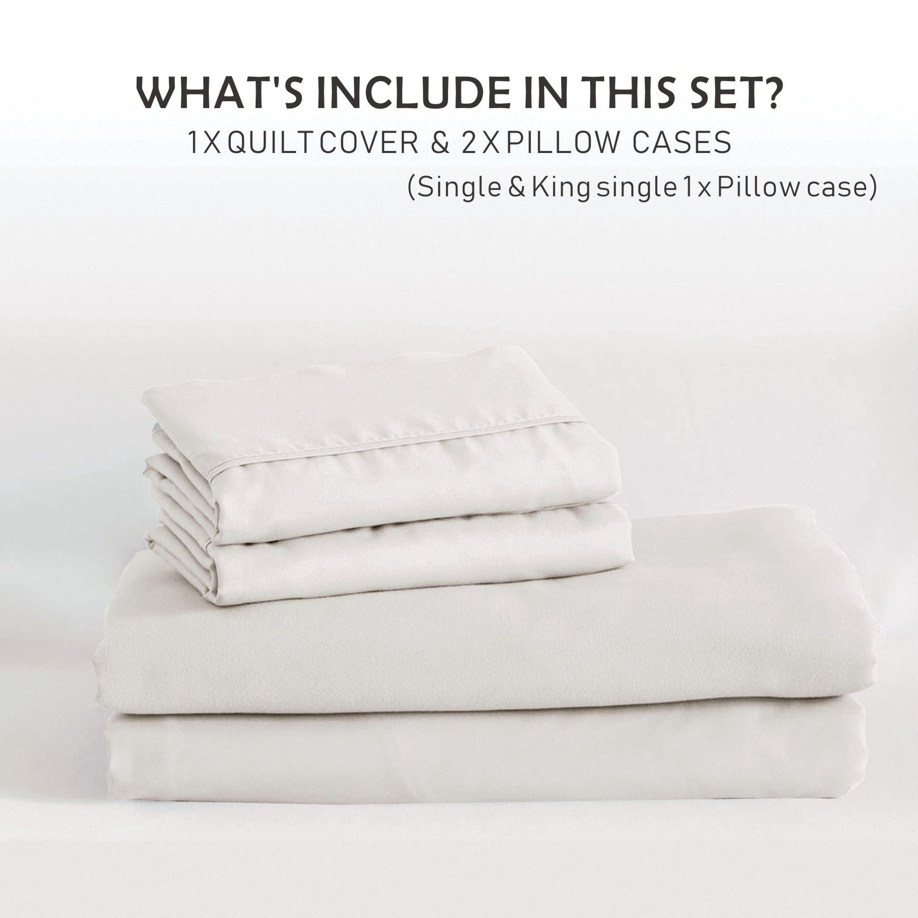 Microfibre Quilt Cover Set – Raw White, King Single