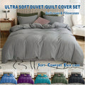 Microfibre Quilt Cover Set – Grey, King Single