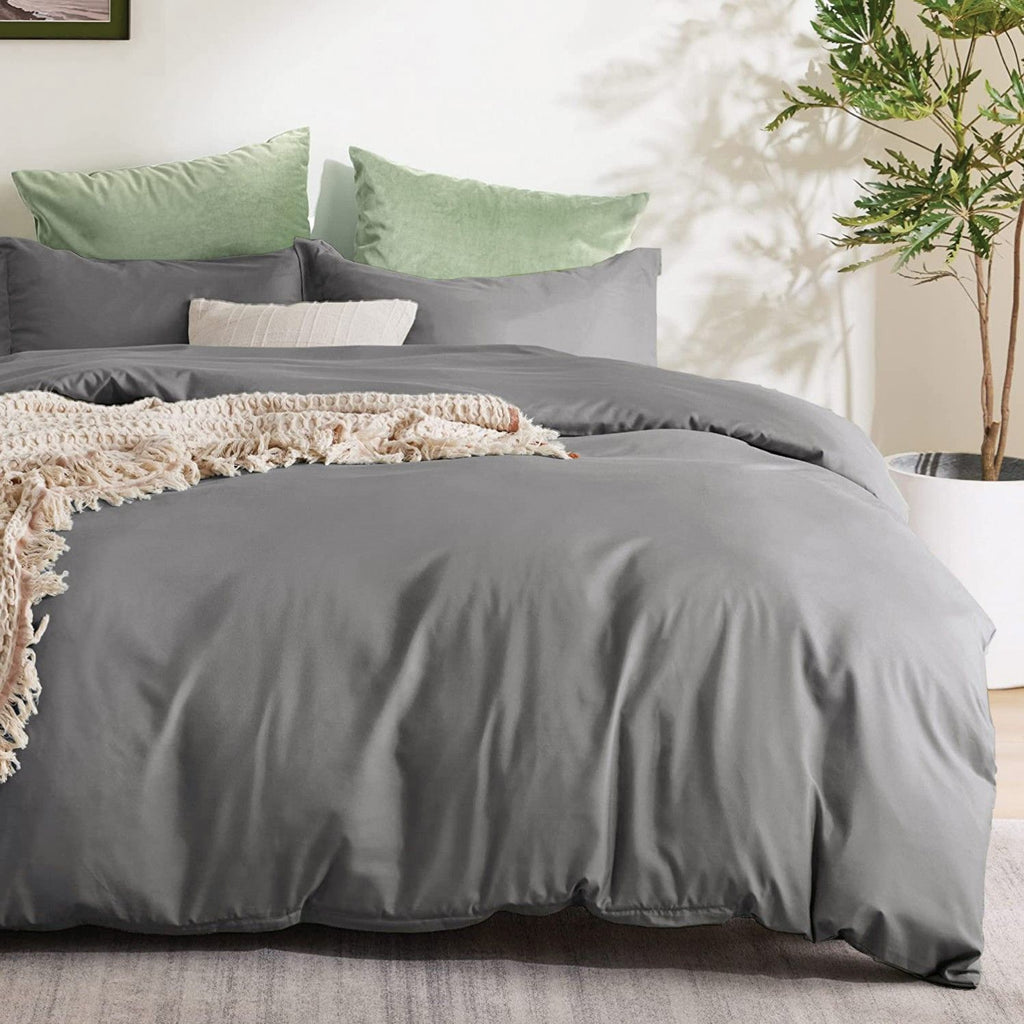 Microfibre Quilt Cover Set – Grey, King Single