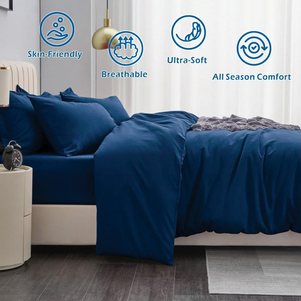 Microfibre Quilt Cover Set – Navy, King Single