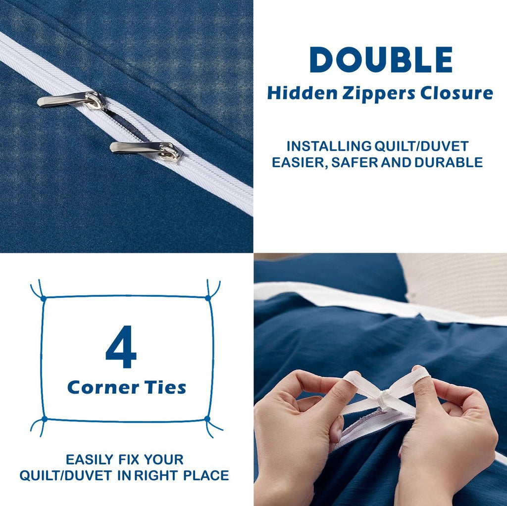 Microfibre Quilt Cover Set – Navy, King Single