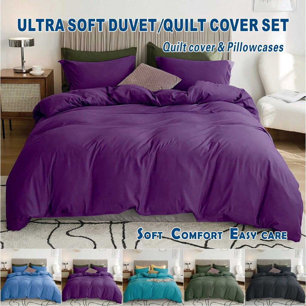 Microfibre Quilt Cover Set – Purple, King Single