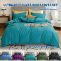 Microfibre Quilt Cover Set – Biscay Blue, Queen
