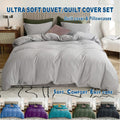 Microfibre Quilt Cover Set – Silver Grey, Queen, 3 Piece