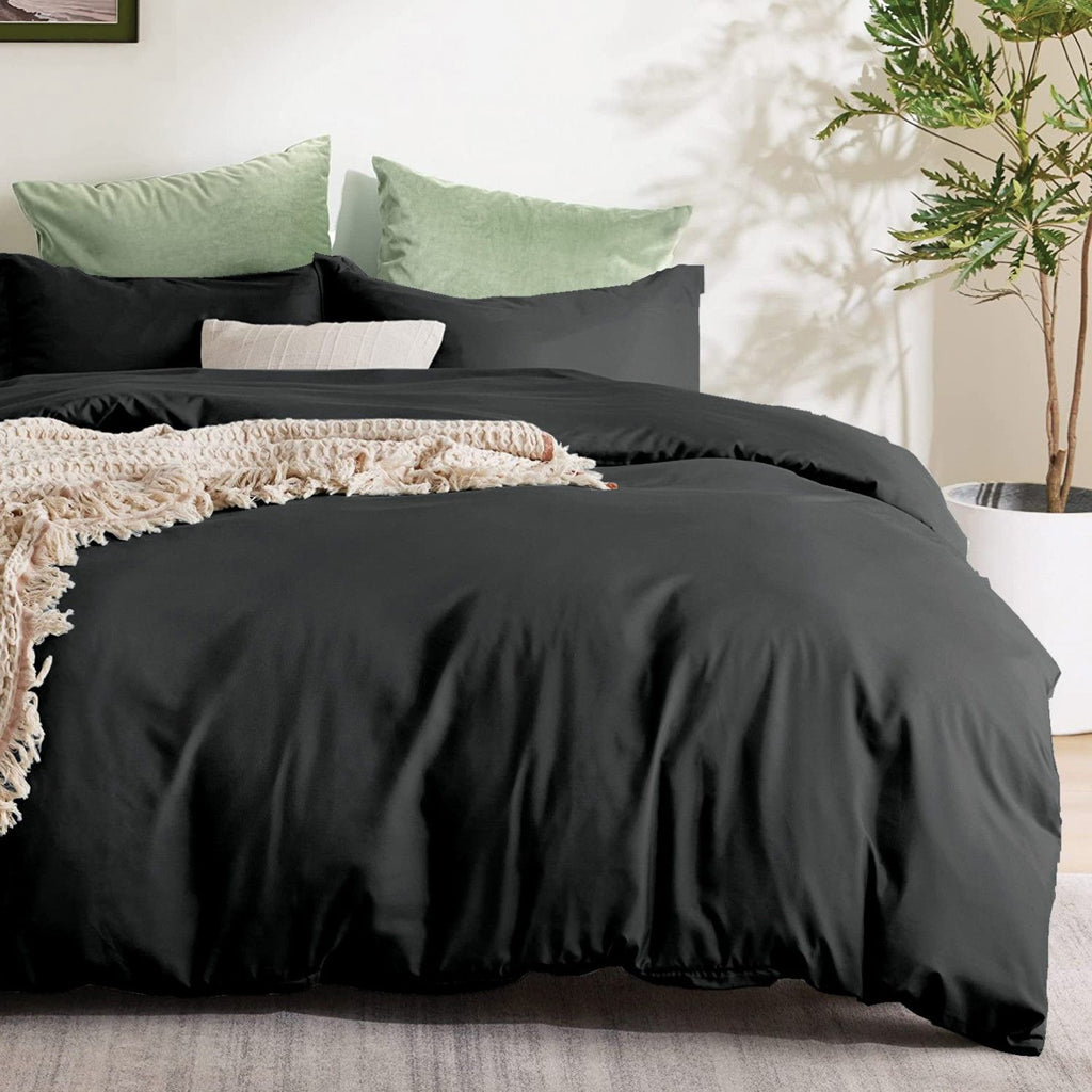 Microfibre Quilt Cover Set – Black, Single