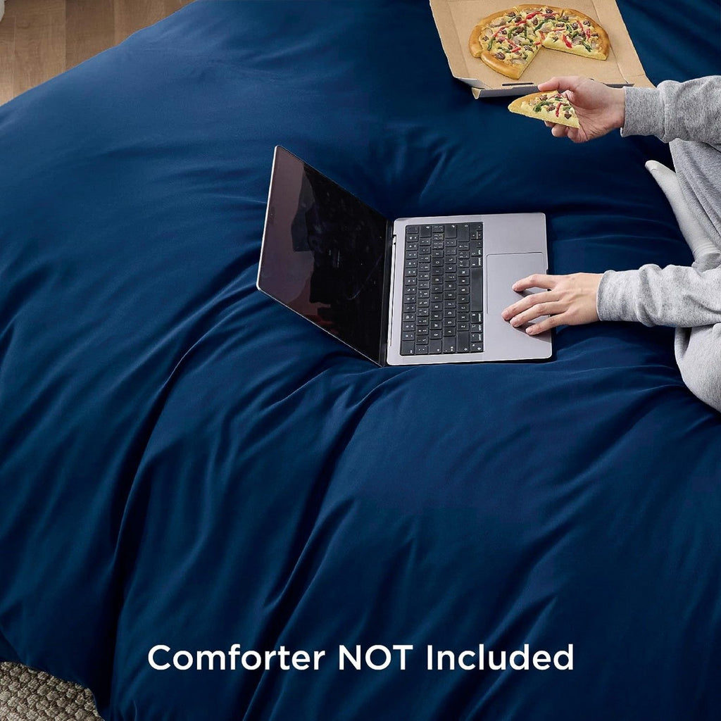Microfibre Quilt Cover Set – Navy, Single