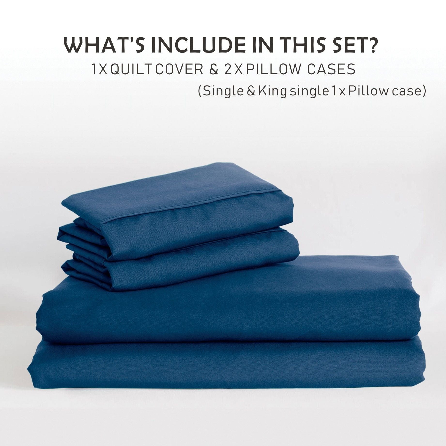 Microfibre Quilt Cover Set – Navy, Single