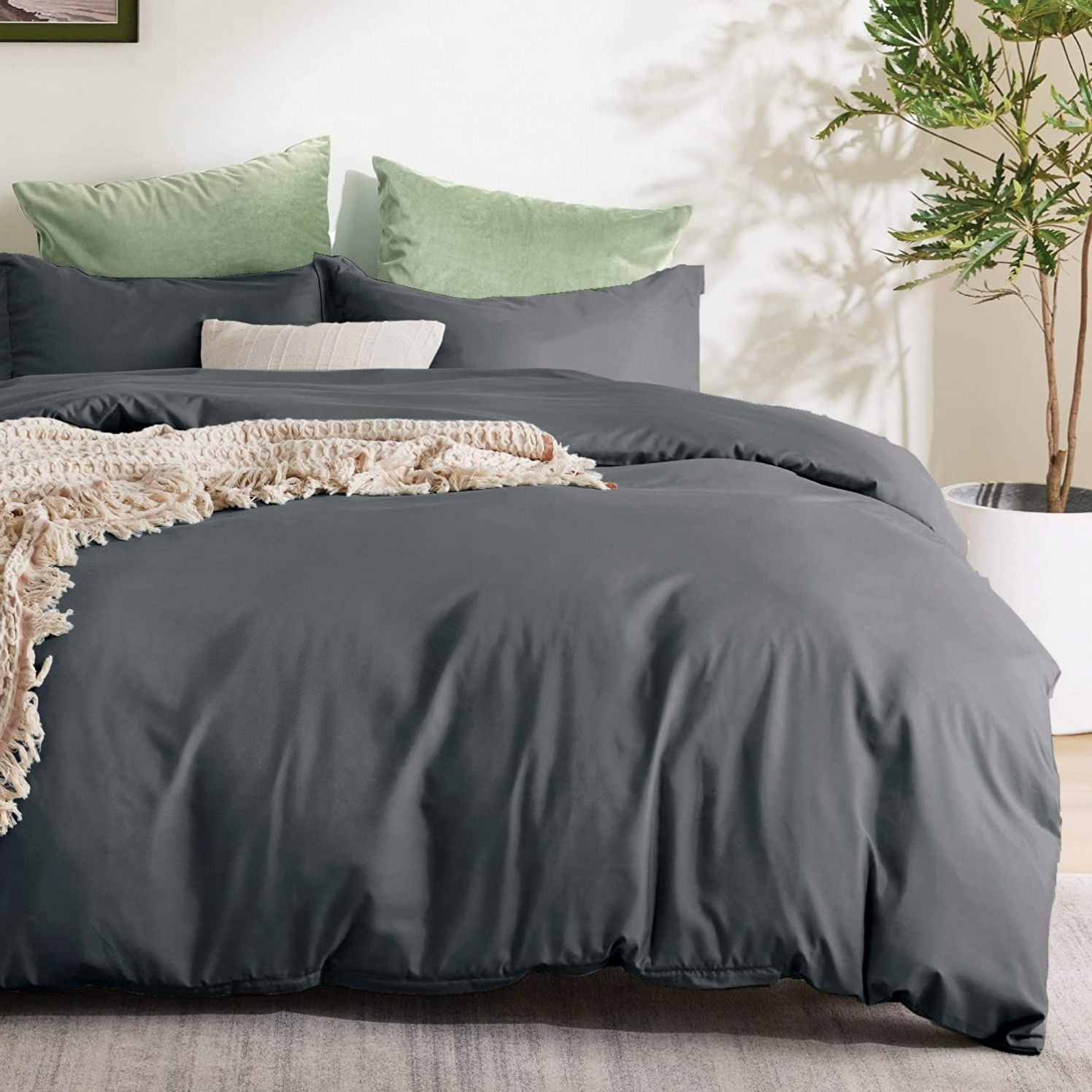 Microfibre Quilt Cover Set – Dark Grey, Single
