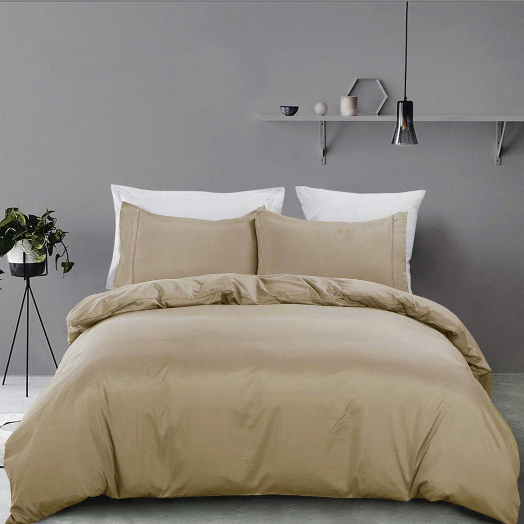 Microfibre Quilt Cover Set – Camel Beige, Single