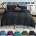 Microfibre Quilt Cover Set – Black, Super King