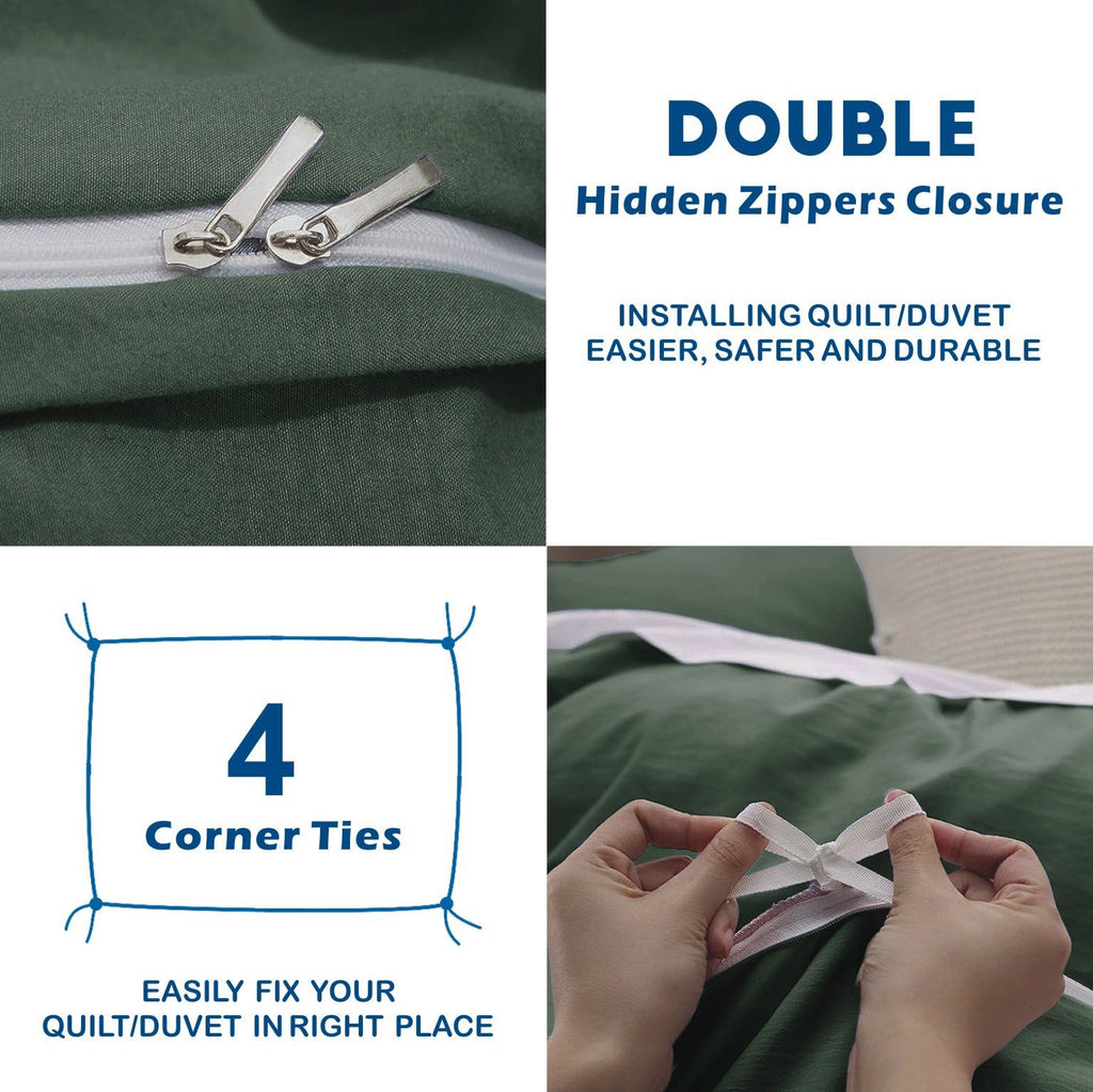 Microfibre Quilt Cover Set – Olive Green, Super King, 3 Piece