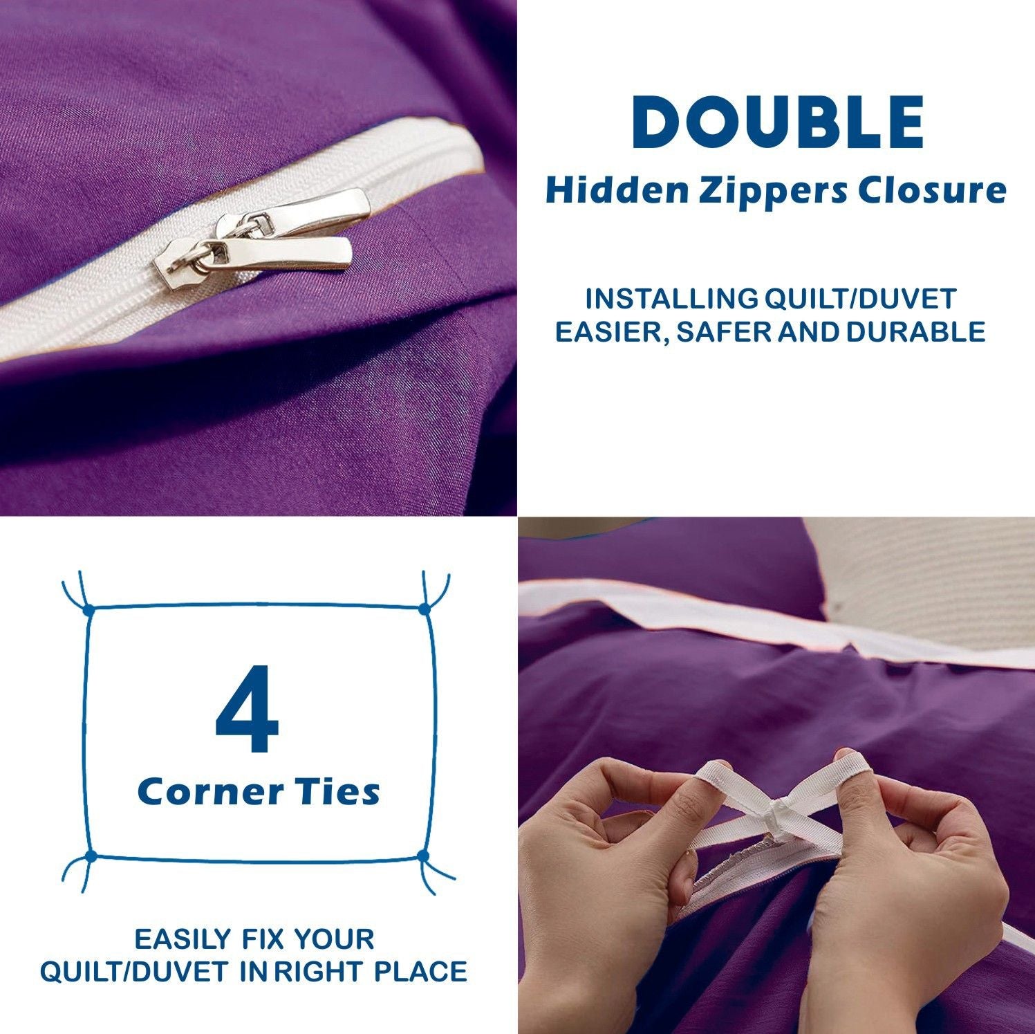 Microfibre Quilt Cover Set – Purple, Super King, 3 Piece