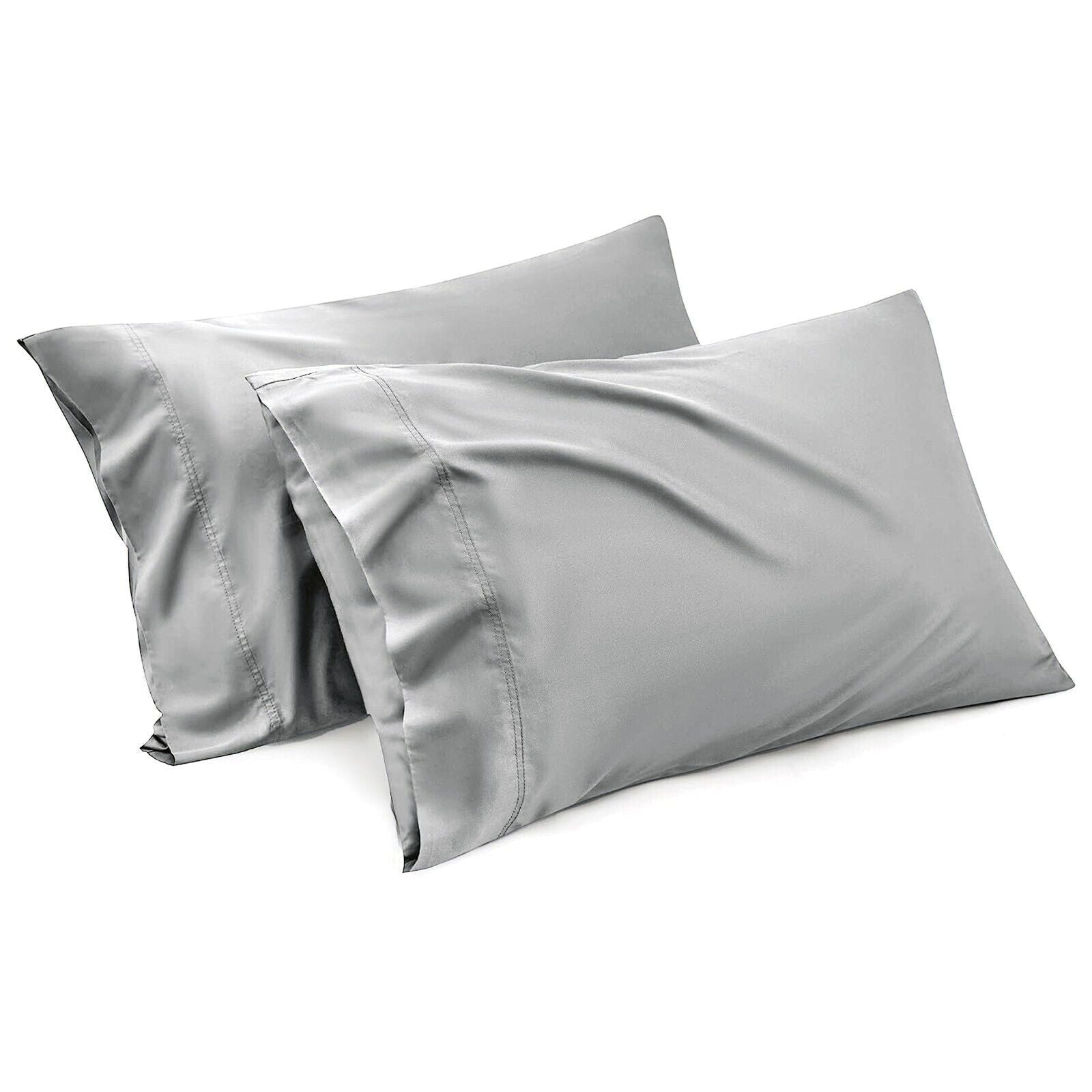 Stretch Microfibre Standard Pillowcase Pair – Silver Grey