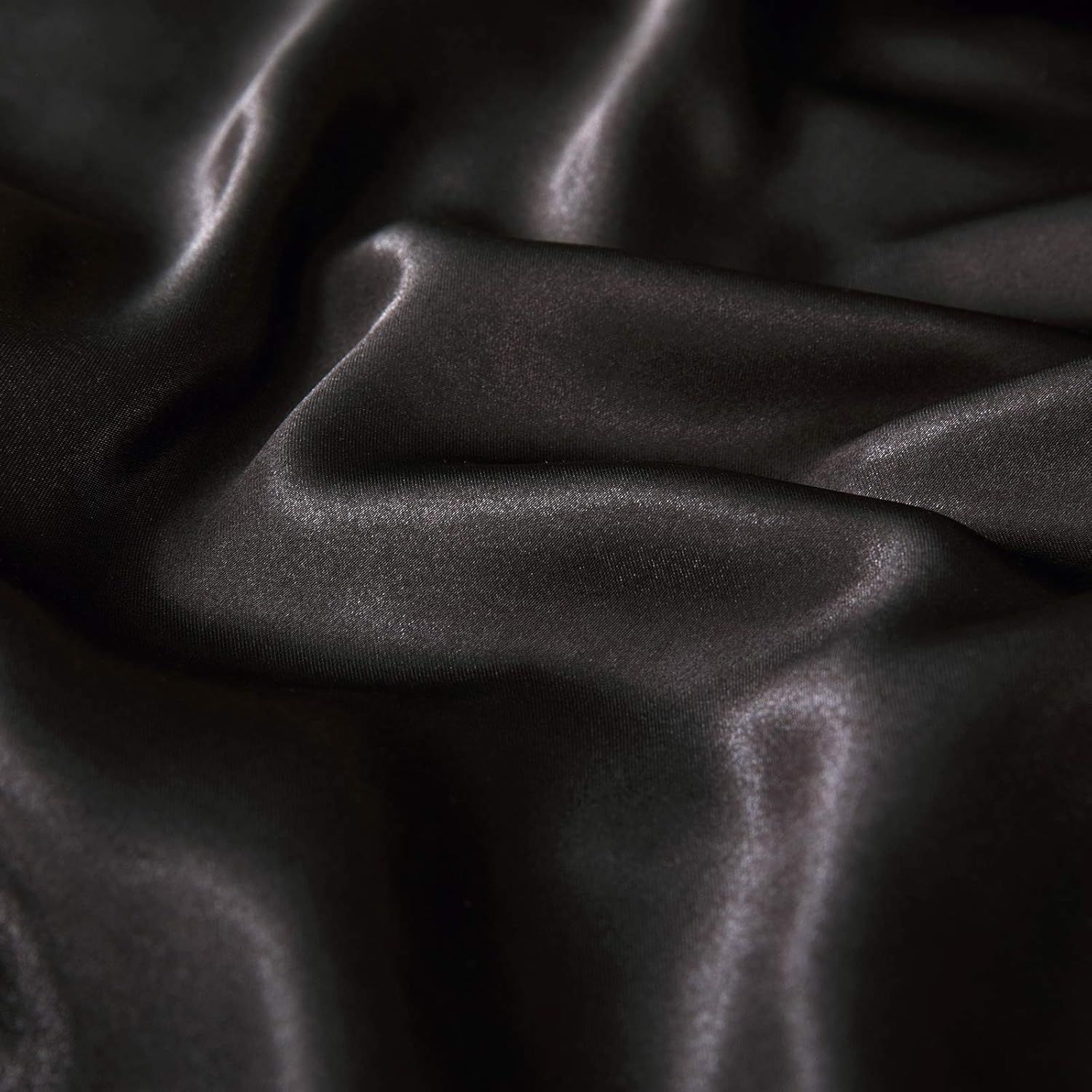 Satin Quilt cover Set Hotel 3 Pieces Quilt cover with Pillowcase, Art Silk Bedding Set-Luxury Soft Silky pillowcase for Hair and Skin, Similar to Silk Duvet/Donna Cover Set- 3 Pieces(King,Black)