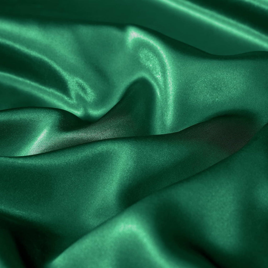 Satin Quilt cover Set Hotel 3 Pieces Quilt cover with Pillowcase, Art Silk Bedding Set-Luxury Soft Silky pillowcase for Hair and Skin, Similar to Silk Duvet/Donna Cover Set- 3 Pieces(King,Green)
