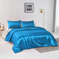 Satin Quilt cover Set Hotel 3 Pieces Quilt cover with Pillowcase, Art Silk Bedding Set-Luxury Soft Silky pillowcase for Hair and Skin, Similar to Silk Duvet/Donna Cover Set- 3 Pieces(Super King,Ocean)