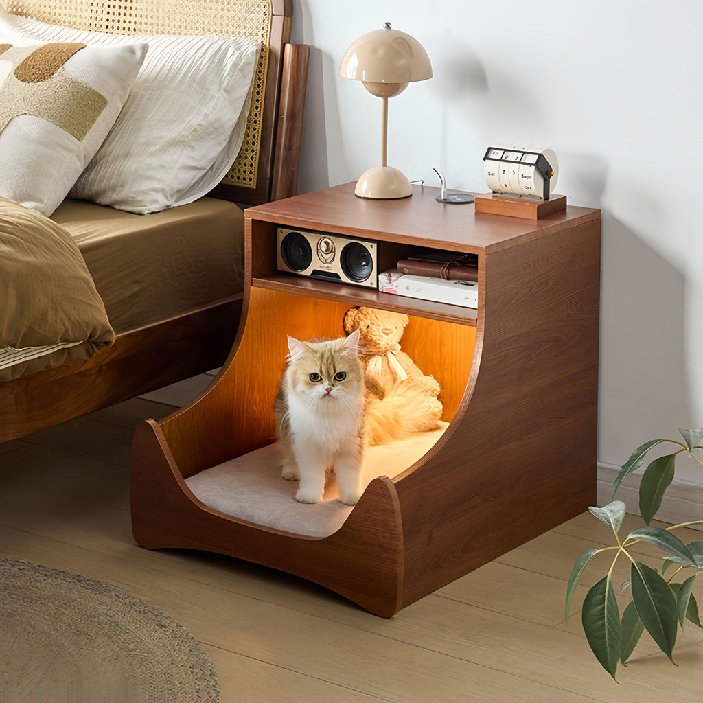 Pet-Nook Side Table with Wireless Charging and Sensor Light