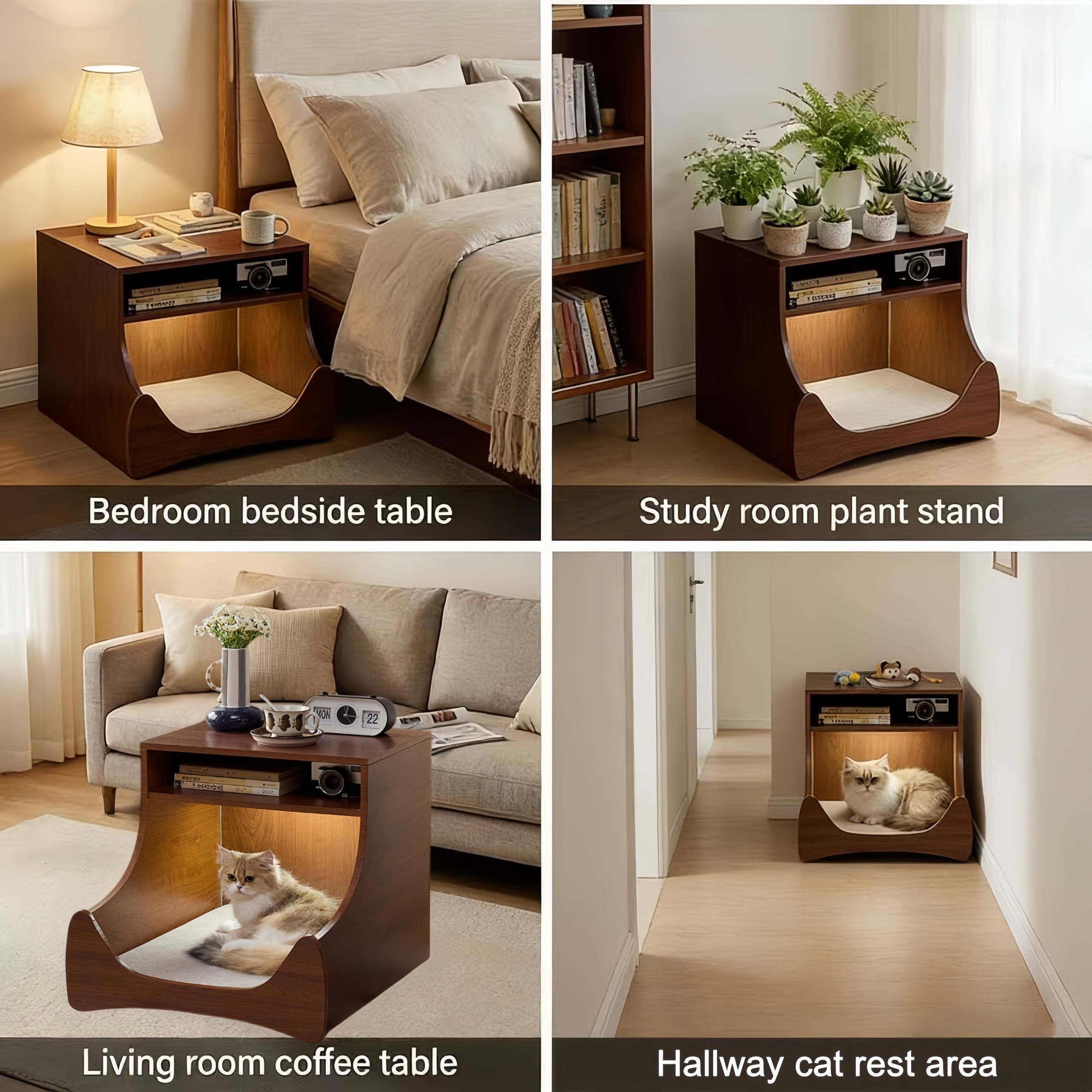 Pet-Nook Side Table with Wireless Charging and Sensor Light