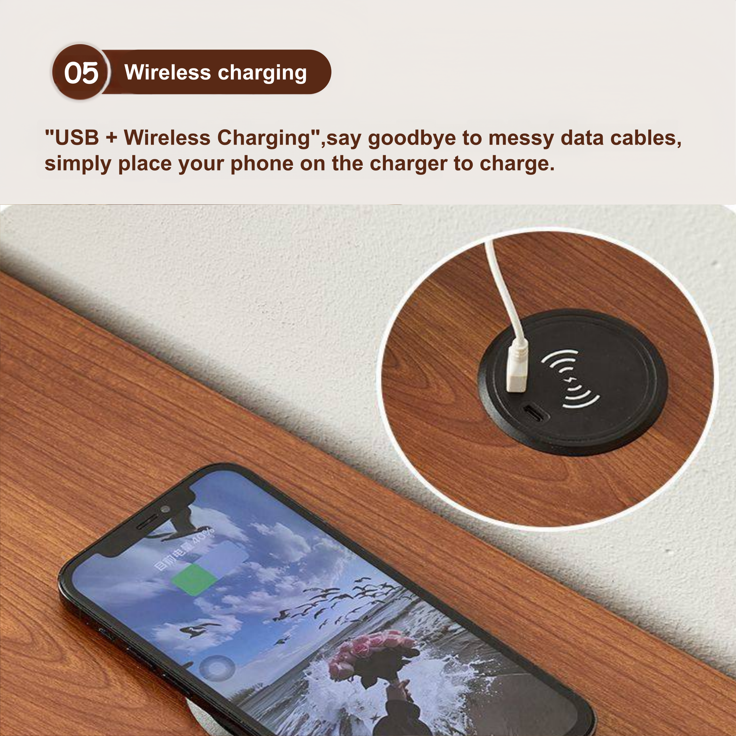 Pet-Nook Side Table with Wireless Charging and Sensor Light