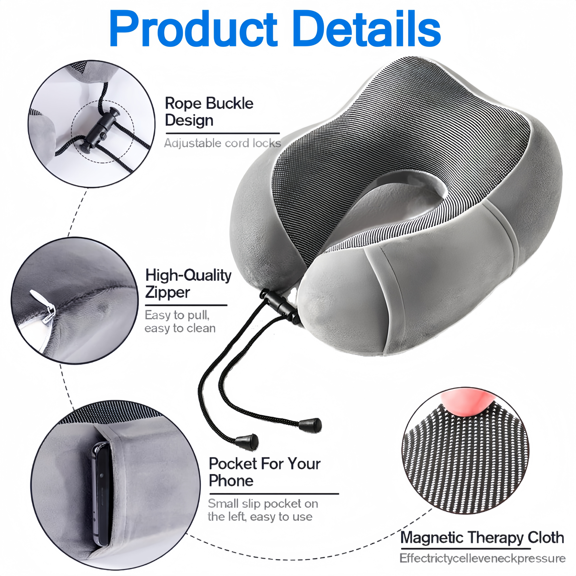 5-Piece Travel Comfort Kit with Neck Pillow & Inflatable Footrest