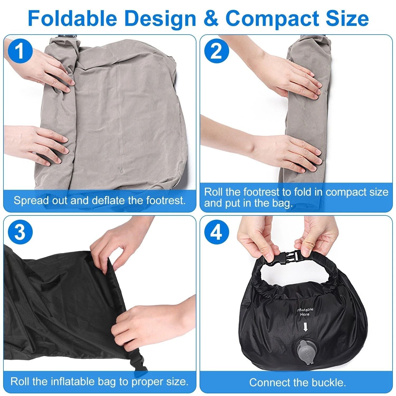 5-Piece Travel Comfort Kit with Neck Pillow & Inflatable Footrest