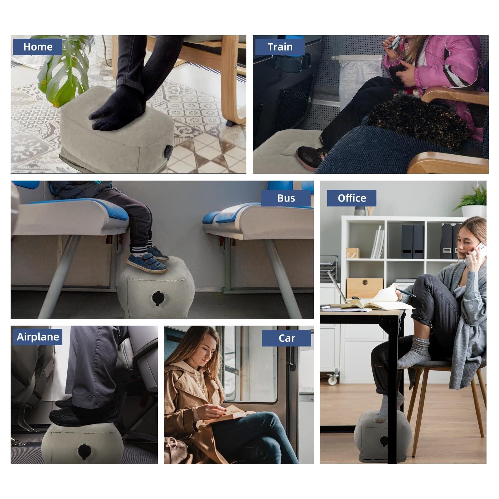 5-Piece Travel Comfort Kit with Neck Pillow & Inflatable Footrest