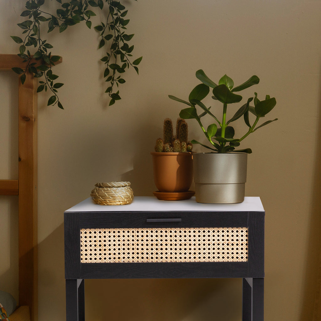 Casa Decor Tulum Rattan Bedside Table – Black