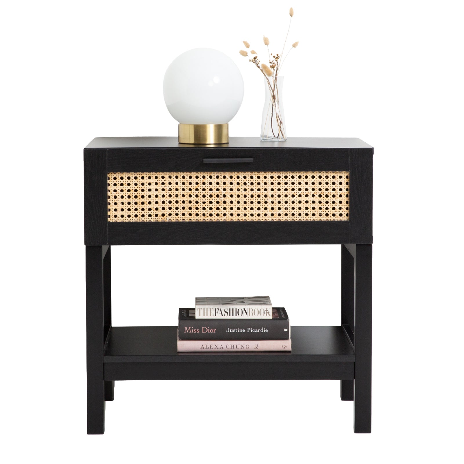 Casa Decor Tulum Rattan Bedside Table – Black