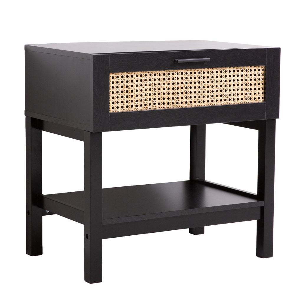 Casa Decor Tulum Rattan Bedside Table – Black