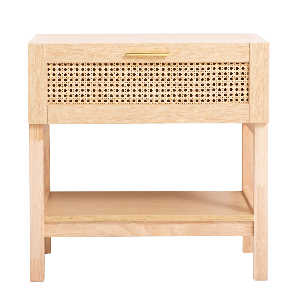 Casa Decor Santiago Rattan Bedside Table – Oak