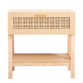 Casa Decor Santiago Rattan Bedside Table – Oak