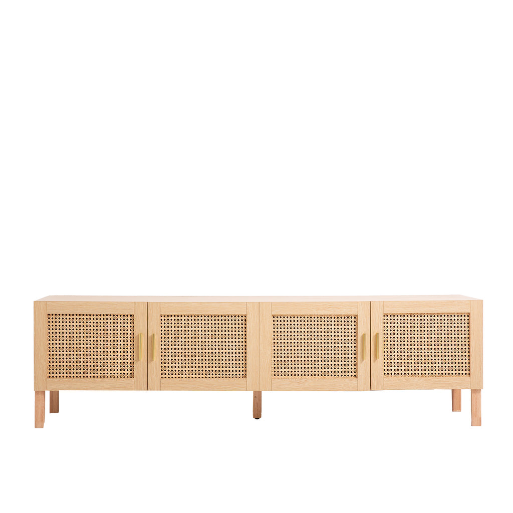 Casa Decor Santiago Rattan Entertainment Unit TV Stand Cabinet Storage Oak