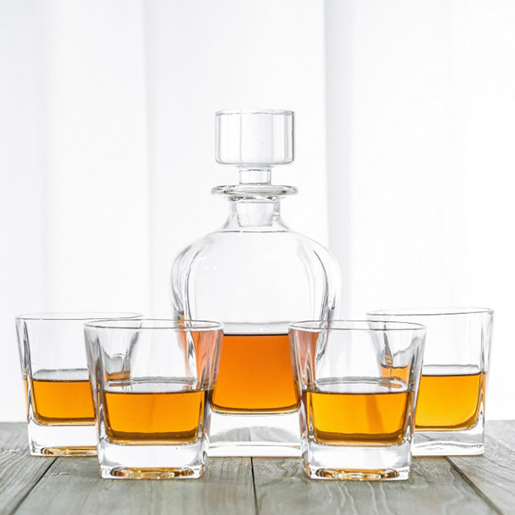 Novare Oval Whiskey Decanter & 4 Glass Set